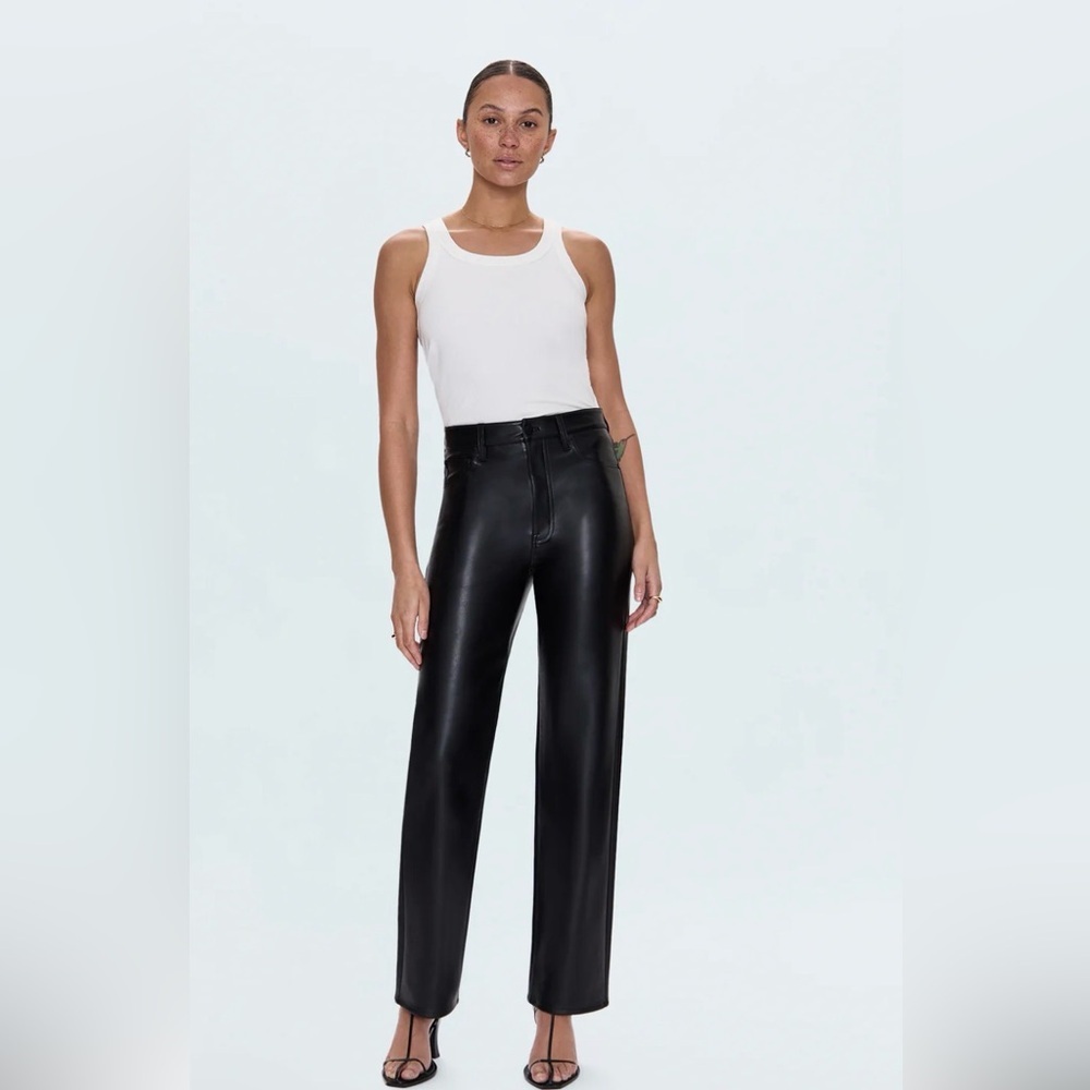 Pistola Cassie Faux Leather High Rise Straight Leg Pants Size 25